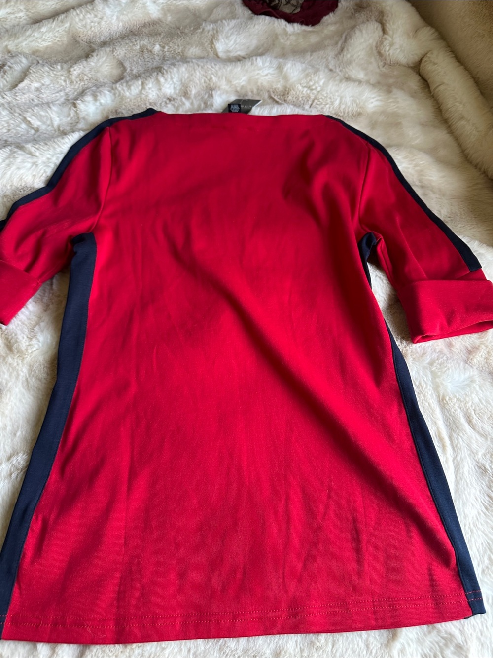 Lauren Ralph Lauren Two-Tone Stretch Cotton Elbow-Sleeve Tee. Sz L - Picture 11 of 11